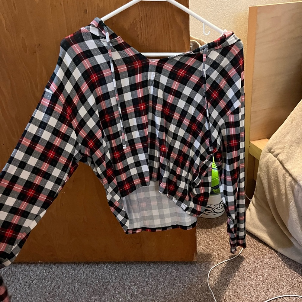 MeUndies Flannel Colored Lightweight Cropped Hoodie size Medium